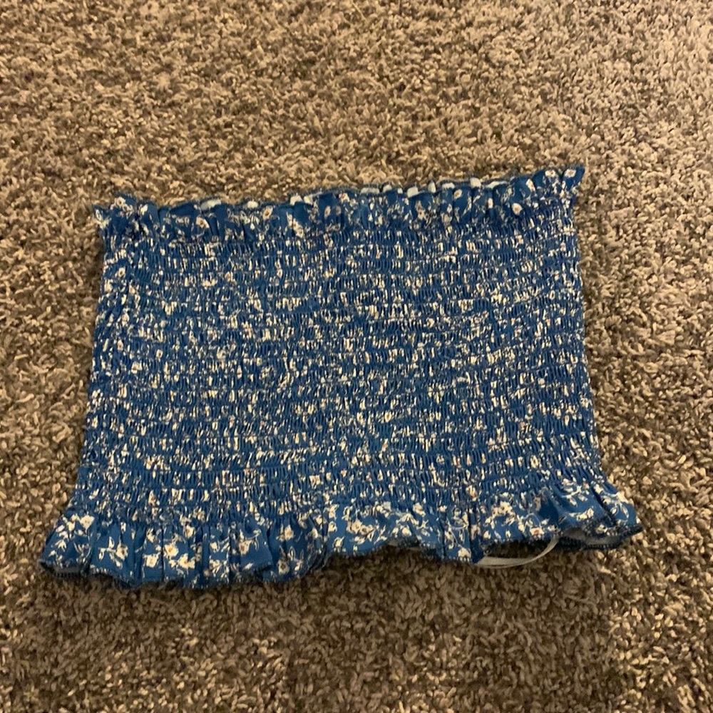 Blue floral tube top